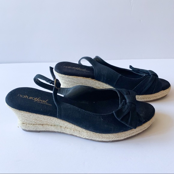 NATURALIZER Black Bow Wedge Sandal - Picture 3 of 6